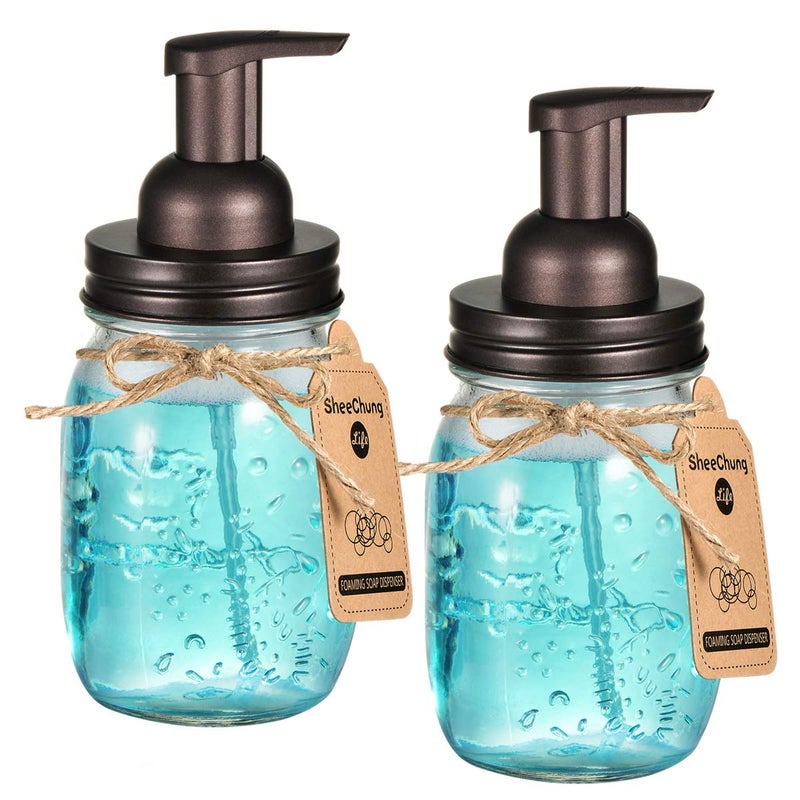 SheeChung 2 Pack Mason Jar Foaming Soap Dispenser Lids for Standard Mouth, Foaming Soap Dispenser Pump Replacement for Hand Sanitizer, Bath Liquid, Facial Cleansing Foam, Makeup Remover Water - Bronze - Image 4